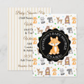 Cute Woodlands Animals Fox Baby shower Kaart (Voorkant / Achterkant)