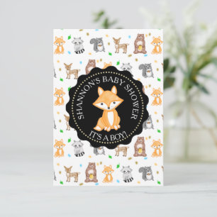 Cute Woodlands Animals Fox Baby shower Kaart