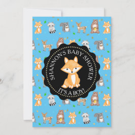 Cute Woodlands Animals Fox Baby shower Kaart