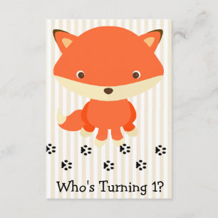 Cute Woodlands Fox 1st Birthday Party Invitation Kaart