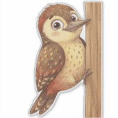 Cute Woodpecker Bird Sticker – Adorable Woodland A (Voorkant)