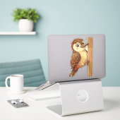 Cute Woodpecker Bird Sticker – Adorable Woodland A (Laptop op bureau)