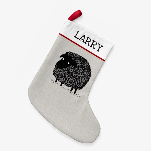 Cute Wooly Black Sheep Cartoon Fun Custom Xmas Kleine Kerstsok (Voorkant (Hangend))