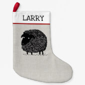 Cute Wooly Black Sheep Cartoon Fun Custom Xmas Kleine Kerstsok (Voorkant)