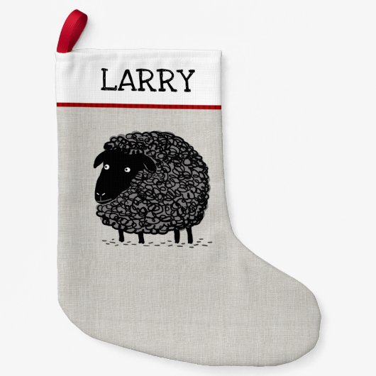 Cute Wooly Black Sheep Cartoon Fun Custom Xmas Kleine Kerstsok (Voorkant)