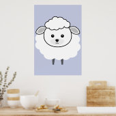 Cute Wooly Lamb Face Poster (Keuken)
