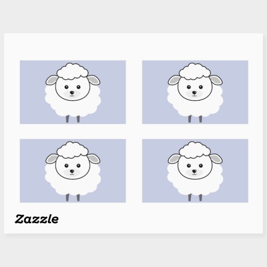 Cute Wooly Lamb Face Rechthoekige Sticker (Vel)