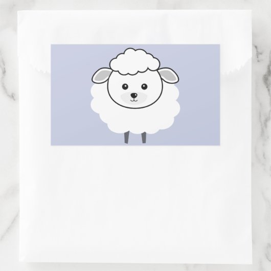 Cute Wooly Lamb Face Rechthoekige Sticker (Tas)