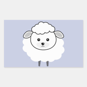 Cute Wooly Lamb Face Rechthoekige Sticker