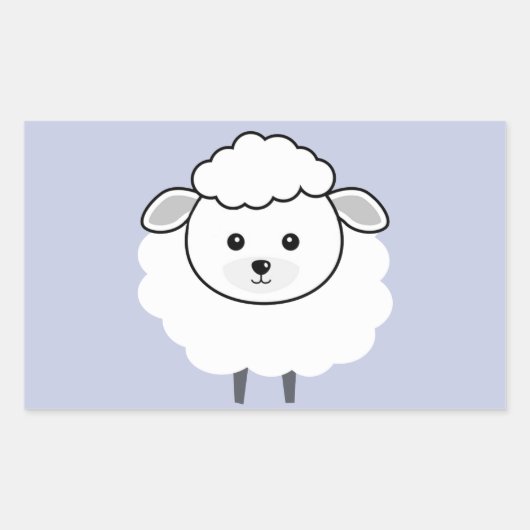 Cute Wooly Lamb Face Rechthoekige Sticker (Voorkant)
