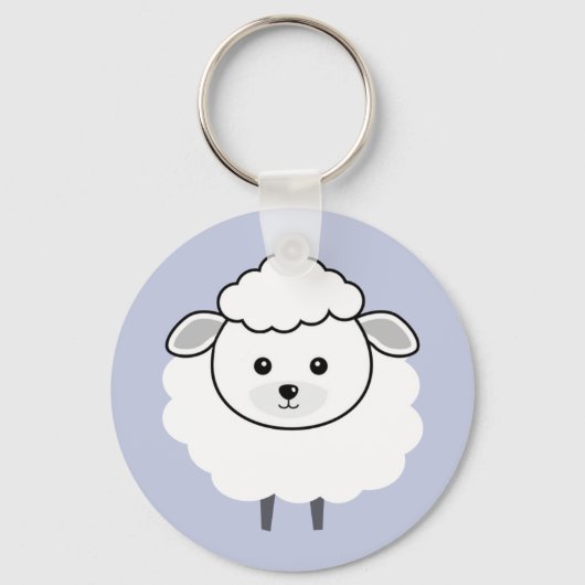 Cute Wooly Lamb Face Sleutelhanger (Voorkant)