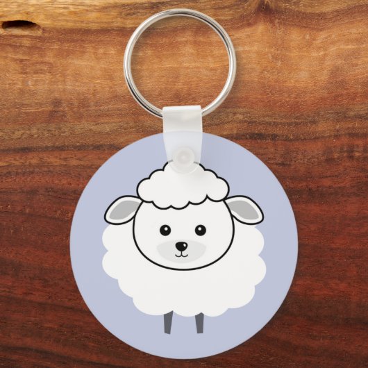 Cute Wooly Lamb Face Sleutelhanger (Voorkant)