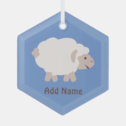 Cute Wooly Lamb Glas Ornament (Voorkant)