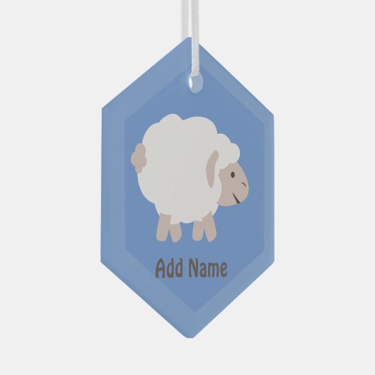 Cute Wooly Lamb Glas Ornament (Voorkant Rechts)