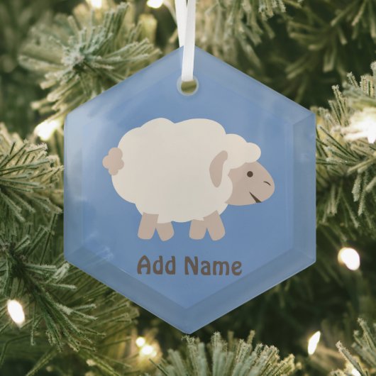 Cute Wooly Lamb Glas Ornament (Insitu)