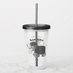 Cute wooly mammoth cartoon-illustratie acryl drinkbeker