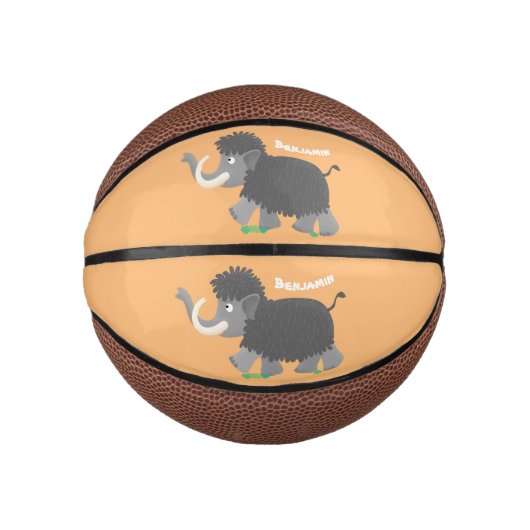Cute wooly mammoth cartoon-illustratie basketbal (Voorkant)