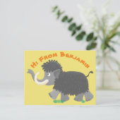 Cute wooly mammoth cartoon-illustratie briefkaart (Staand voorkant)