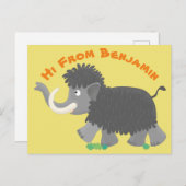 Cute wooly mammoth cartoon-illustratie briefkaart (Voorkant / Achterkant)