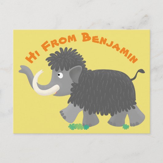 Cute wooly mammoth cartoon-illustratie briefkaart (Voorkant)