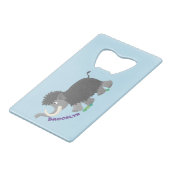 Cute wooly mammoth cartoon-illustratie creditkaart flessenopener (Voorkant Gekanteld)