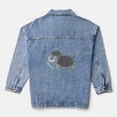 Cute wooly mammoth cartoon-illustratie denim jacket (Achterkant)