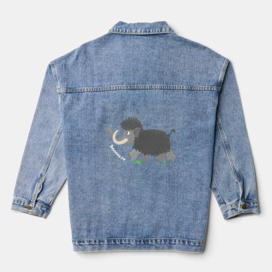 Cute wooly mammoth cartoon-illustratie denim jacket (Achterkant)