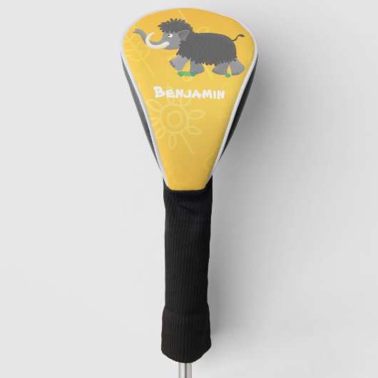 Cute wooly mammoth cartoon-illustratie golfheadcover (Voorkant)