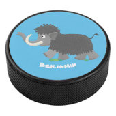Cute wooly mammoth cartoon-illustratie hockey puck (3/4)