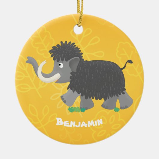 Cute wooly mammoth cartoon-illustratie keramisch ornament (Voorkant)