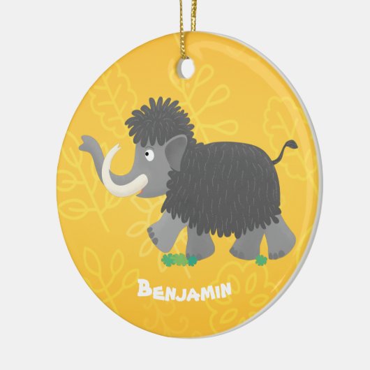 Cute wooly mammoth cartoon-illustratie keramisch ornament (Links)