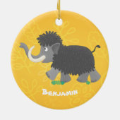 Cute wooly mammoth cartoon-illustratie keramisch ornament (Achterkant)