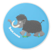 Cute wooly mammoth cartoon-illustratie keramische knop (Voorkant)