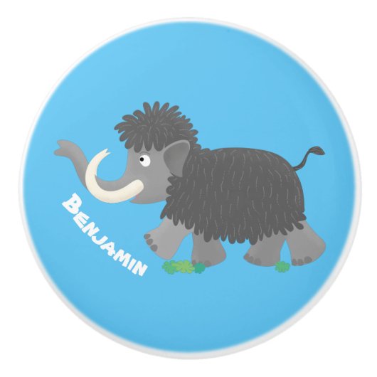 Cute wooly mammoth cartoon-illustratie keramische knop (Voorkant)