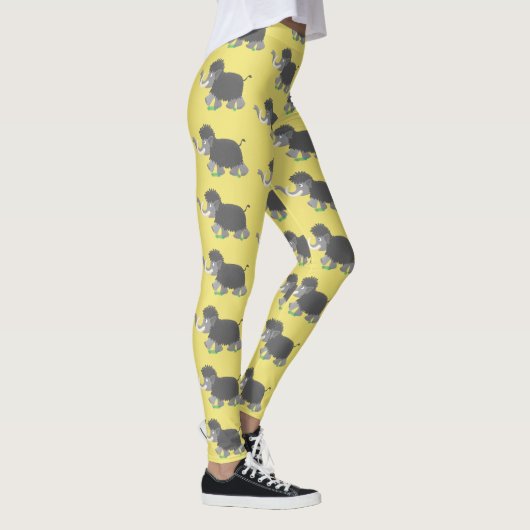 Cute wooly mammoth cartoon-illustratie leggings (Rechts)