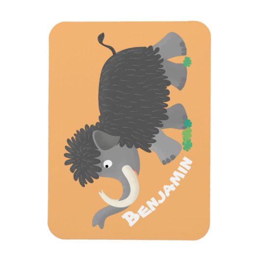 Cute wooly mammoth cartoon-illustratie magneet (Verticaal)