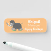 Cute wooly mammoth cartoon-illustratie naamplaatje (In situ)