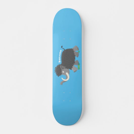Cute wooly mammoth cartoon-illustratie persoonlijk skateboard (Voorkant)