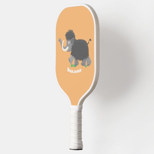 Cute wooly mammoth cartoon-illustratie pickleball paddle (Links)