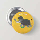 Cute wooly mammoth cartoon-illustratie ronde button 5,7 cm (Voorkant /achterkant)