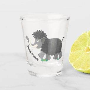 Cute wooly mammoth cartoon-illustratie shot glas