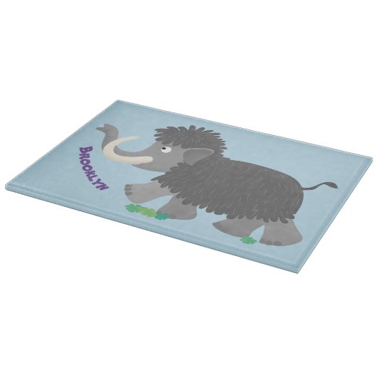 Cute wooly mammoth cartoon-illustratie snijplank (Hoek)