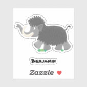 Cute wooly mammoth cartoon-illustratie sticker (Vel)