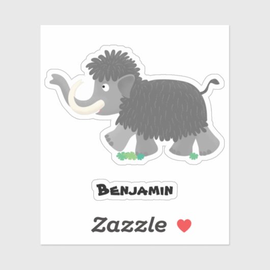 Cute wooly mammoth cartoon-illustratie sticker (Vel)
