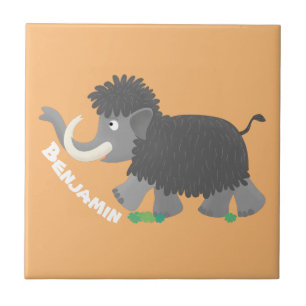 Cute wooly mammoth cartoon-illustratie tegeltje