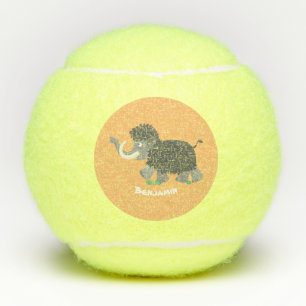 Cute wooly mammoth cartoon-illustratie tennisballen