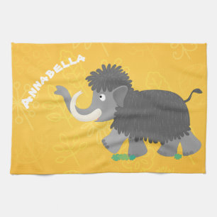 Cute wooly mammoth cartoon-illustratie theedoek