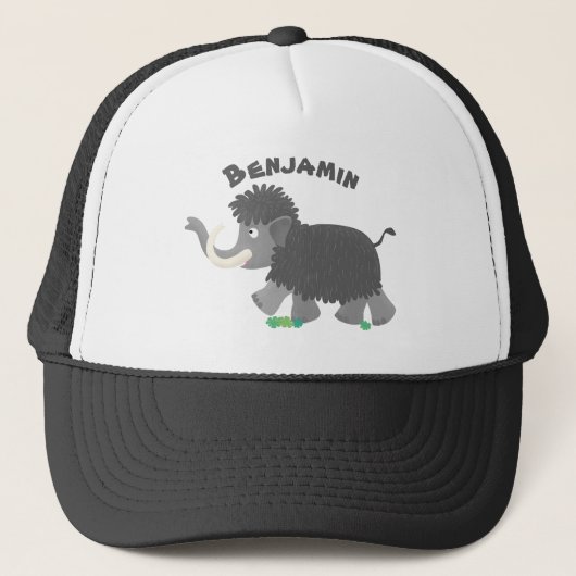 Cute wooly mammoth cartoon-illustratie trucker pet (Voorkant)