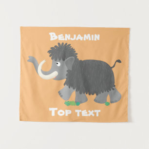 Cute wooly mammoth cartoon-illustratie wandkleed