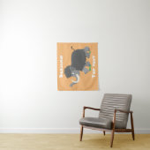 Cute wooly mammoth cartoon-illustratie wandkleed (In situ)